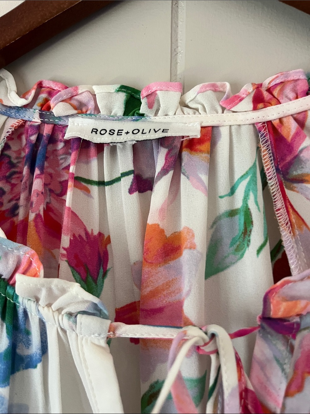 Floral Ruffled Off-Shoulder Women's Top - White/Multi - Picture 3 of 6